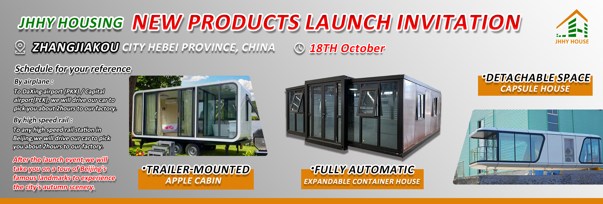 Evento de lançamento global, casa contêiner, fábrica